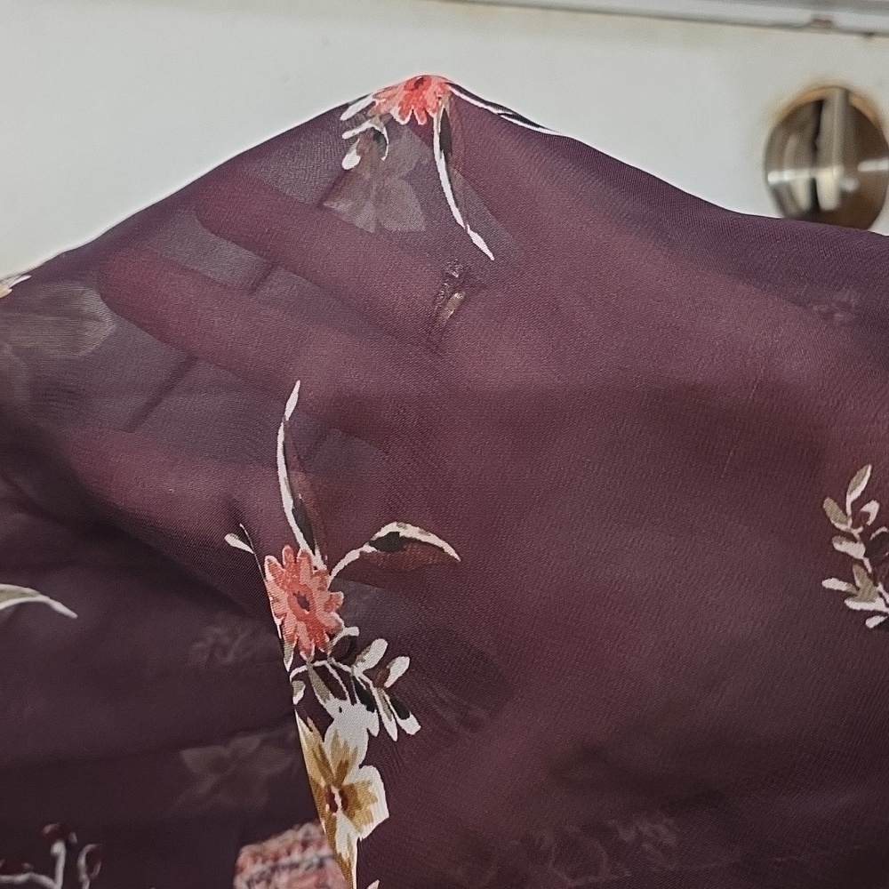 Signature By Robbie Bee Women's BoHo Dress Brown Fall Floral Lined Sz L EUC - Picture 8 of 14